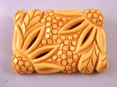 BP180 highly carved corn rectangular bakelite sunflower pin